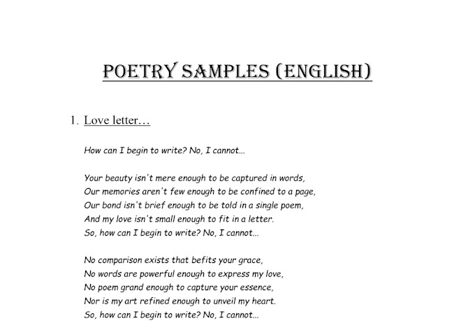 write poetry speech or essay for you